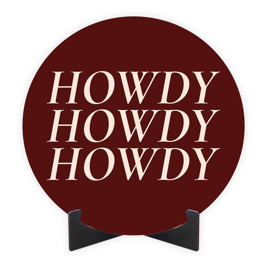 Modern Minimalist Texas Maroon Howdy | Wood Sign | Eaches | Min 1