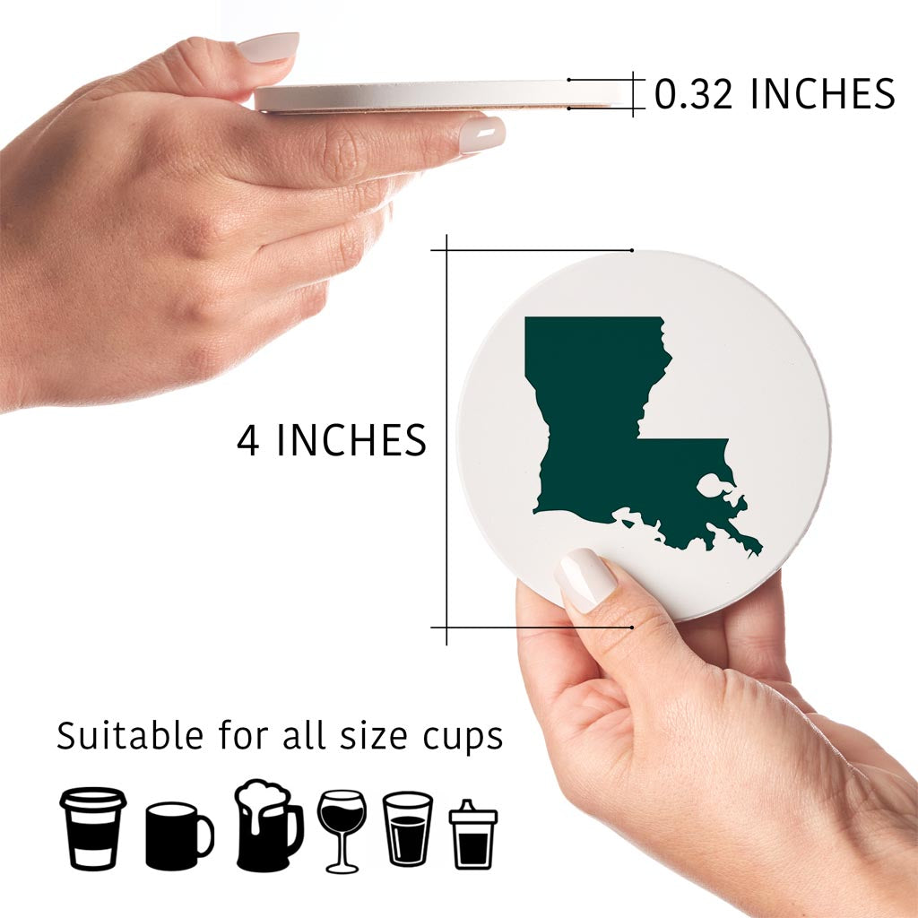 Blue White Louisiana State Shape | Absorbent Coasters | Set of 4 | Min 2