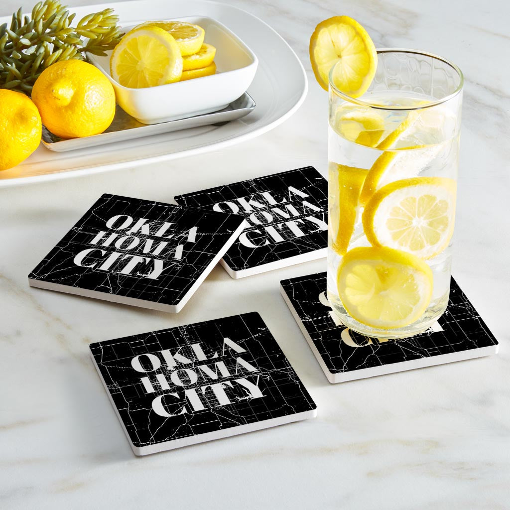 Modern Oklahoma City Map | Absorbent Coasters | Set of 4 | Min 2