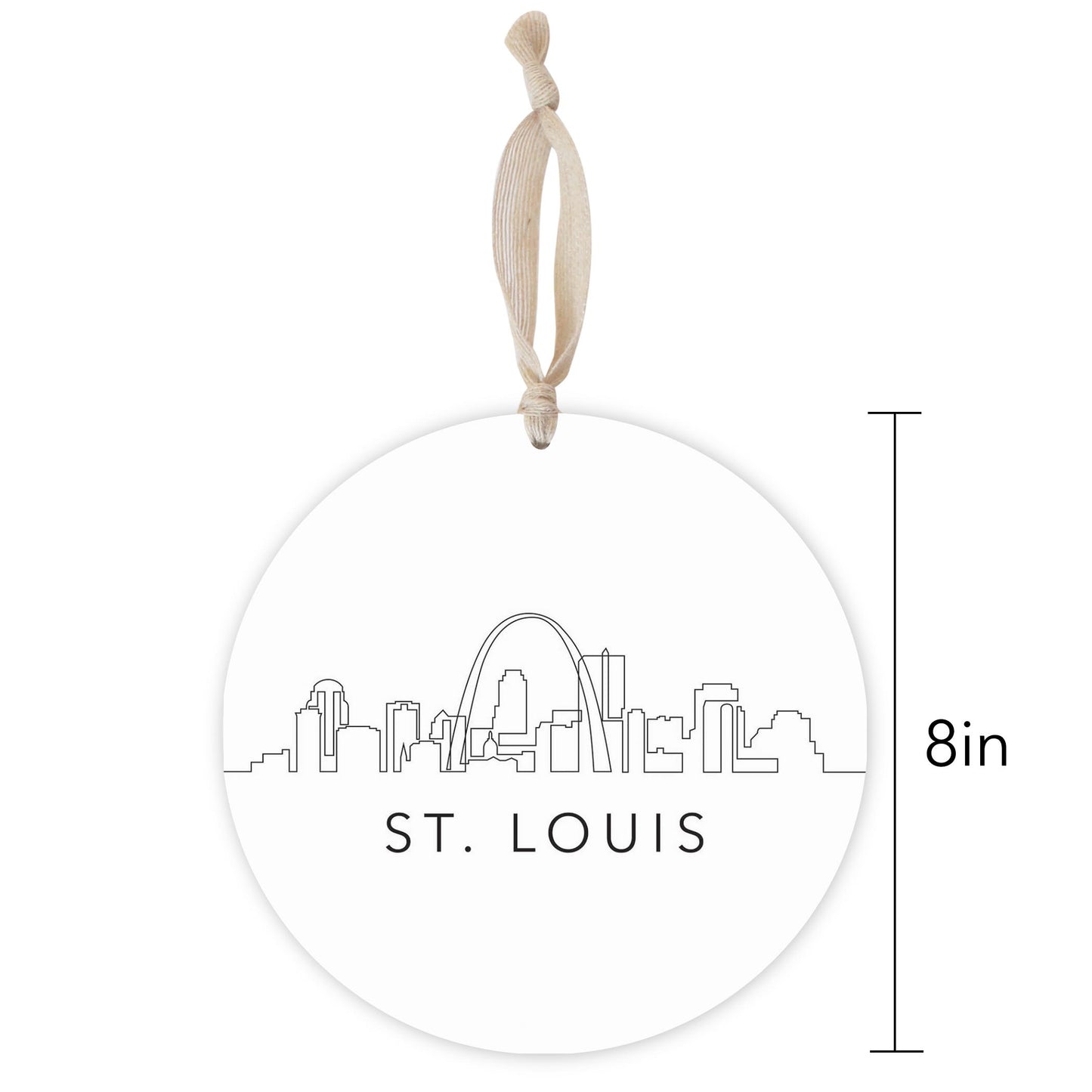 Minimalist B&W Missouri St Louis Skyline | Wood Ornament | Eaches | Min 1