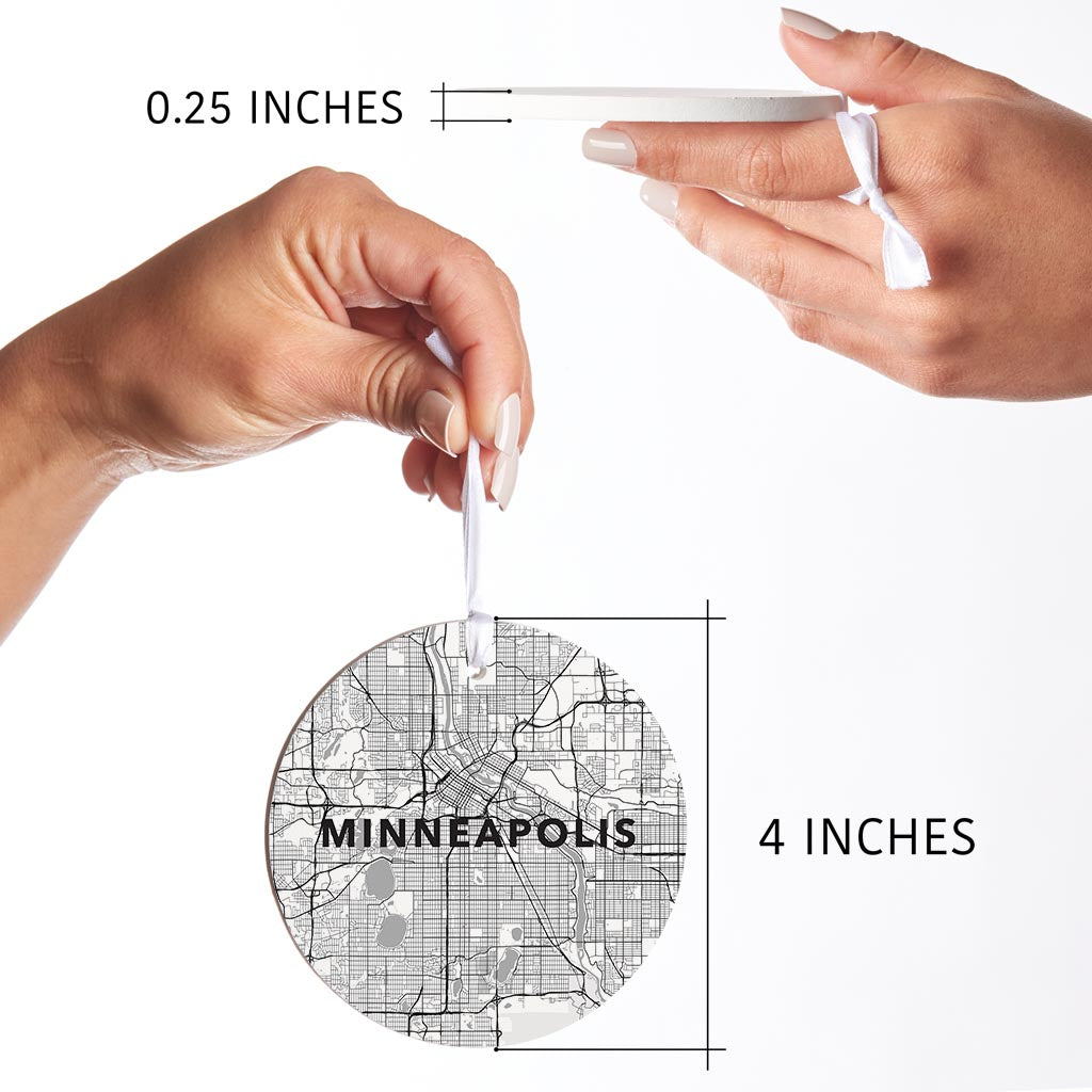 Minimalistic Minneapolis Minnesota Map White| Wood Ornament | Eaches | Min 6