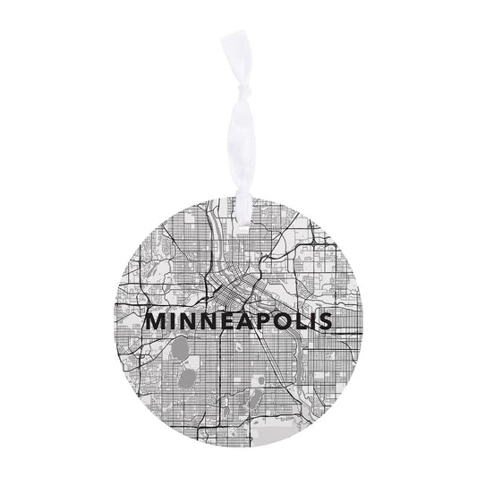 Minimalistic Minneapolis Minnesota Map White| Wood Ornament | Eaches | Min 6