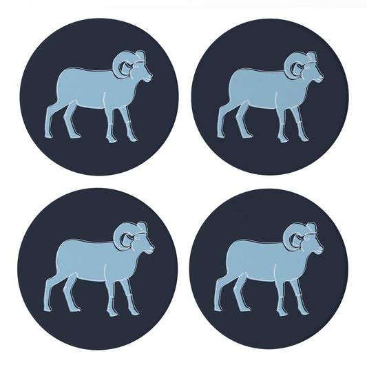 Blue Shades North Carolina Ram Line Drawing | Absorbent Coasters | Set of 4 | Min 2