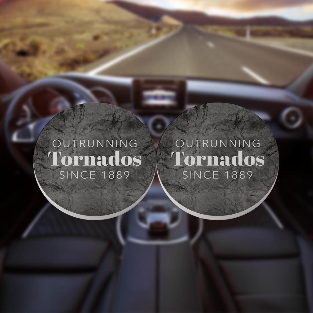 Modern Oklahoma Tornado Saying | Absorbent Car Coasters | Set of 2 | Min 4