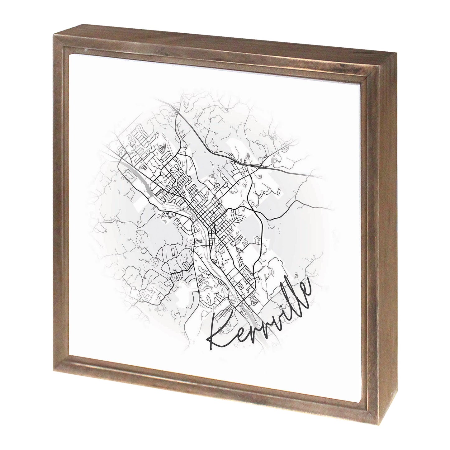 Minimalistic B&W Texas Kerrville Circle Map | Wood Sign | Eaches | Min 1