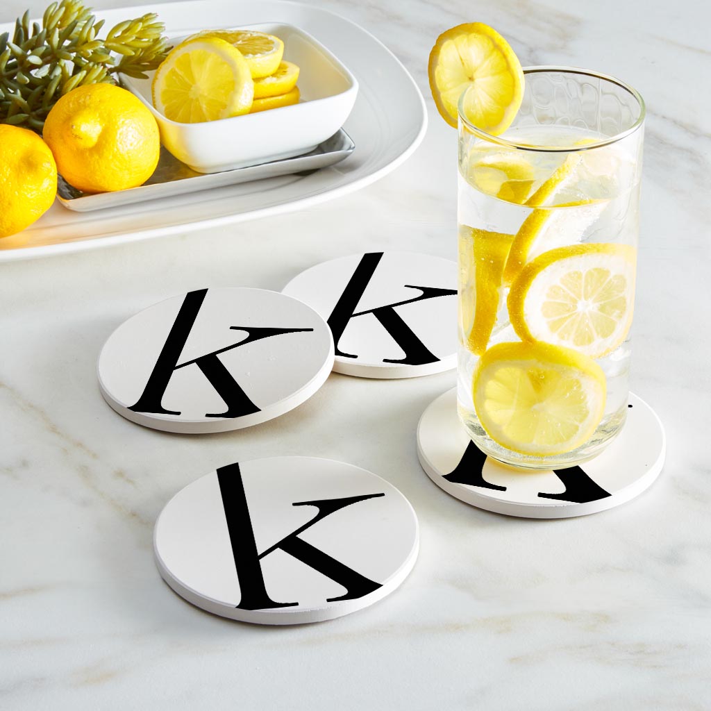 Minimalist Monogram K Circle | Absorbent Coasters | Set of 4 | Min 2