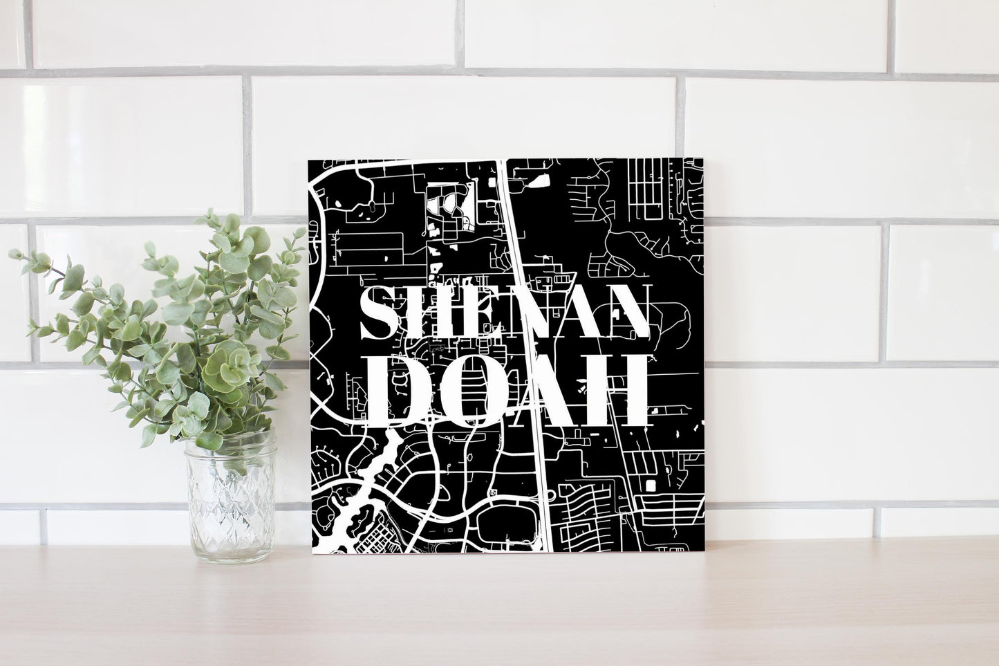 Minimalistic B&W Texas Shenandoah Map | Wood Sign | Eaches | Min 2