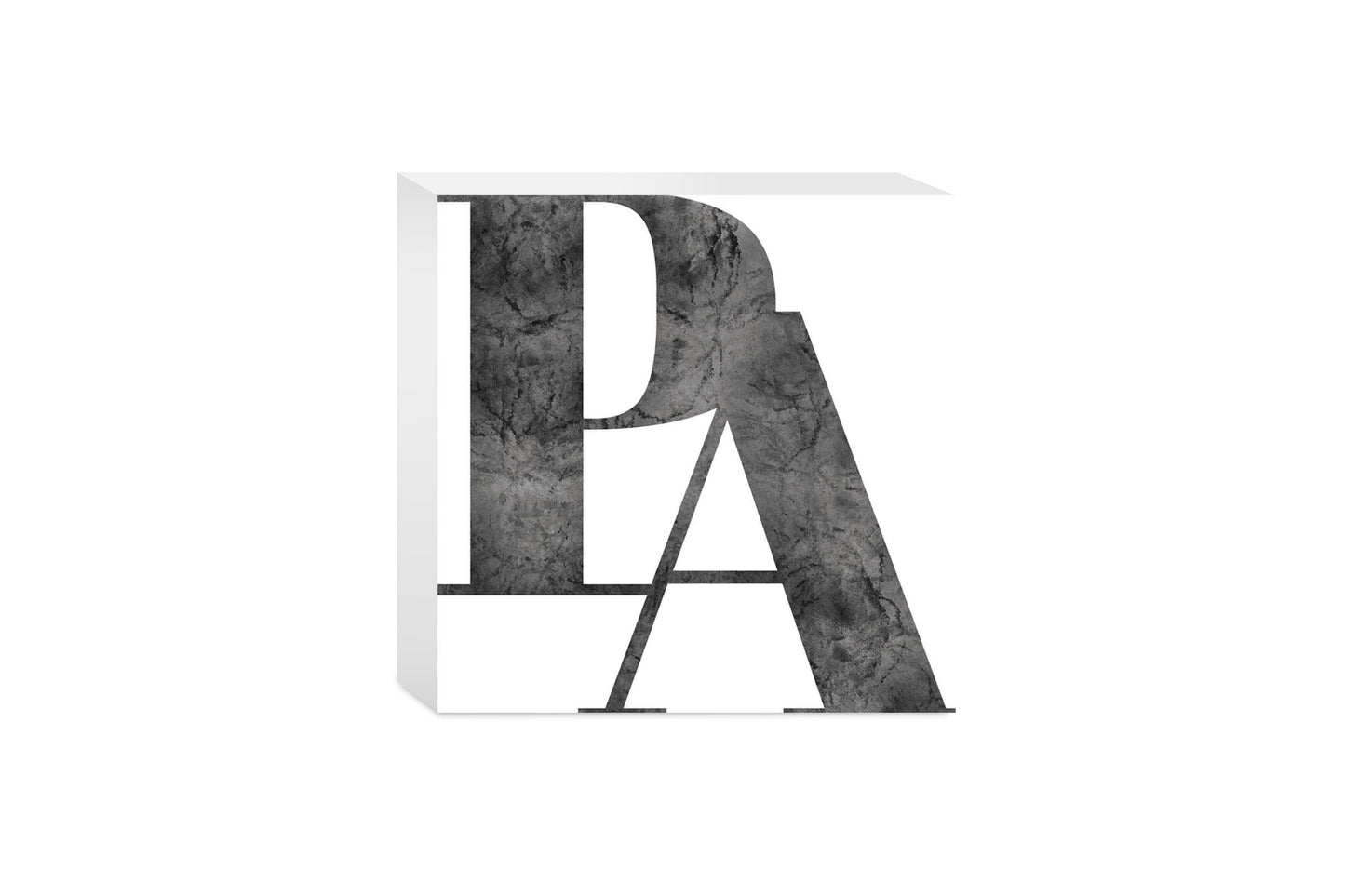 Minimalistic B&W Pennsylvania White Initials | Wood Block | Eaches | Min 4