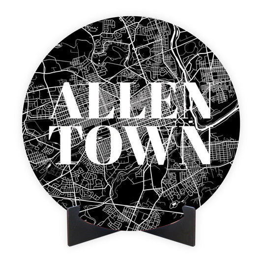 Minimalistic B&W Pennsylvania Allentown Map | Wood Sign | Eaches | Min 1