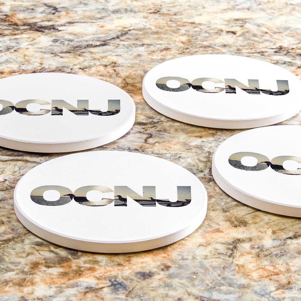 OCNJ Photo With Text | Absorbent Coasters | Set of 4 | Min 2