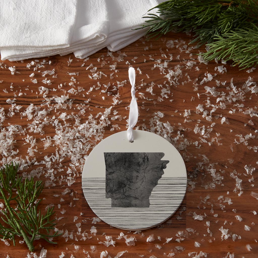 B&W Minimalist Arkansas Lines | Wood Ornament | Eaches | Min 6