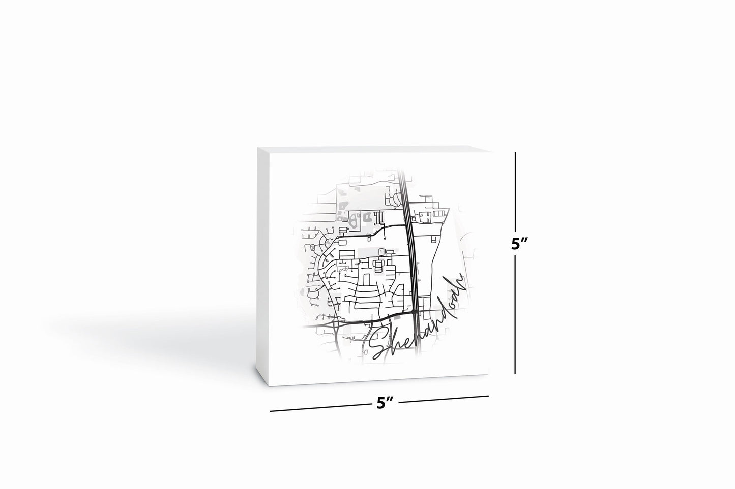 Minimalistic B&W Texas Shenandoah Circle Map| Wood Block | Eaches | Min 4