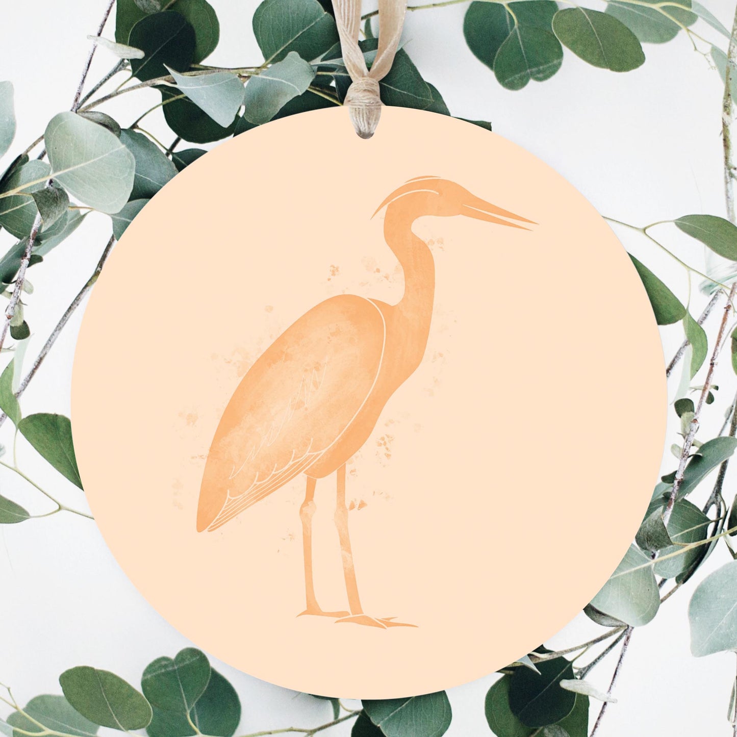 Louisiana Colorful Water Color Heron | Wood Ornament | Eaches | Min 1