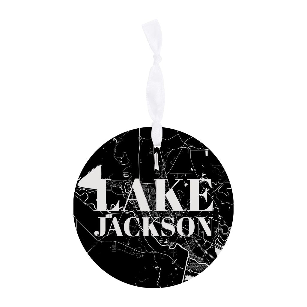 Minimalistic B&W Texas Lake Jackson Map | Wood Ornament | Eaches | Min 6