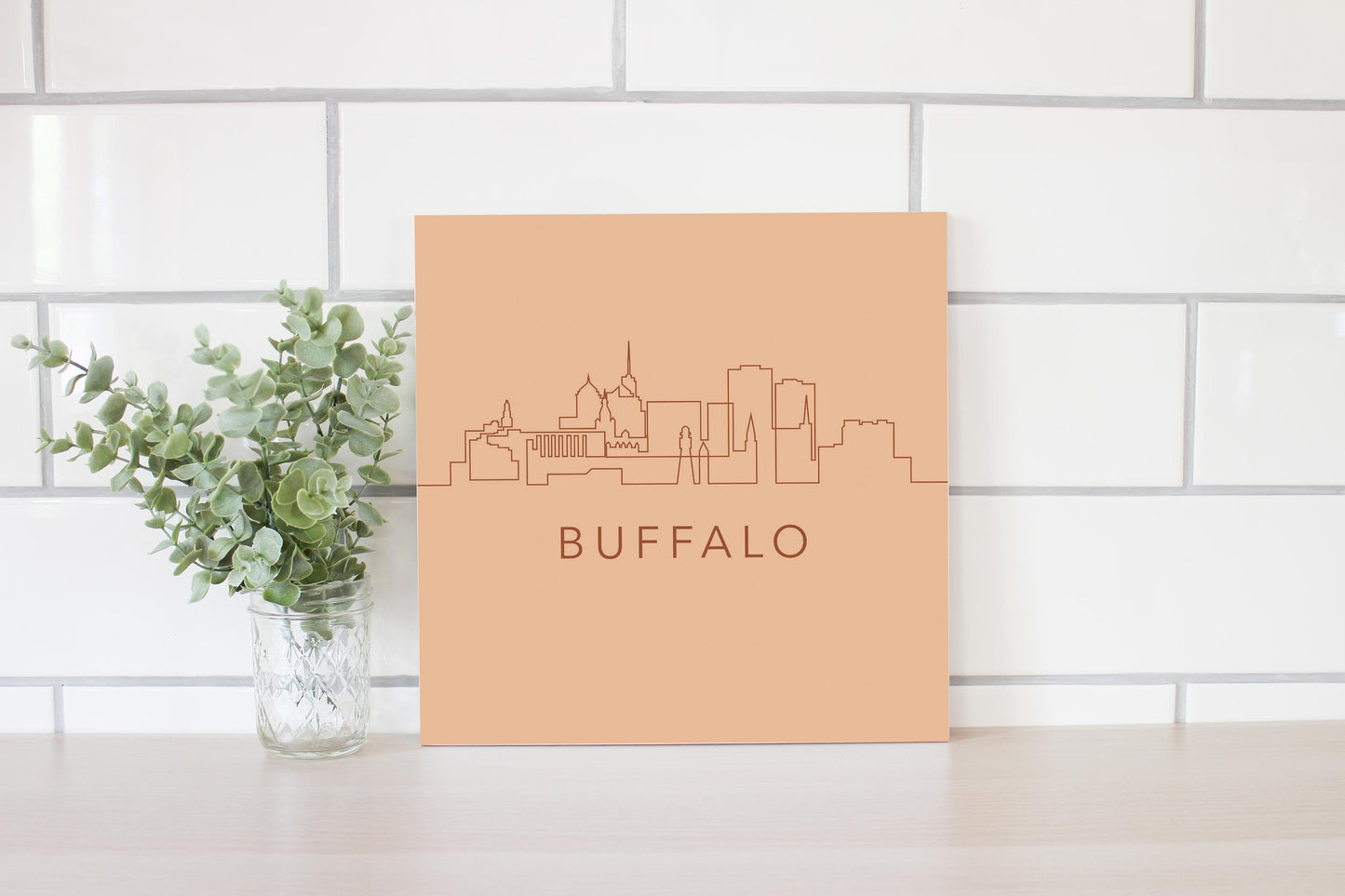 Modern Minimalistic New York Buffalo Skyline | Wood Sign | Eaches | Min 2