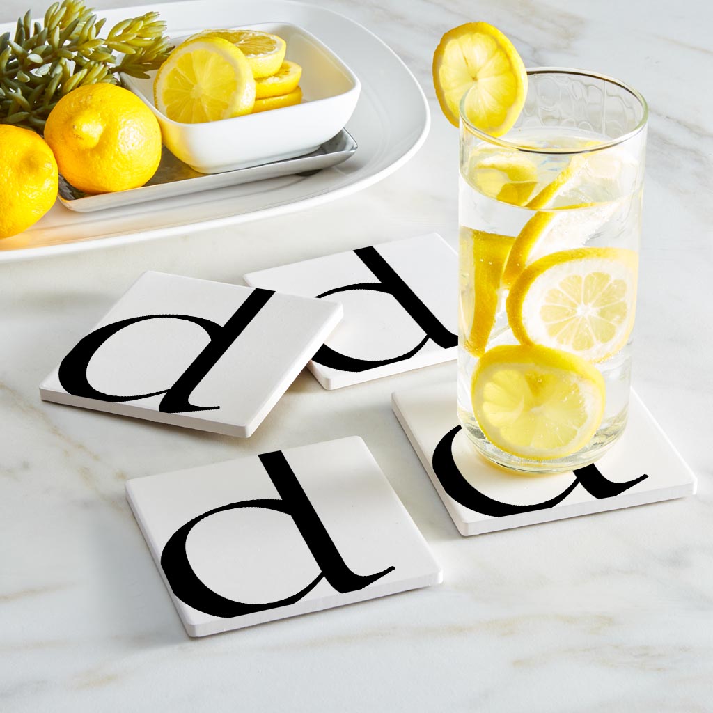 Minimal Monogram D | Absorbent Coasters | Set of 4 | Min 2