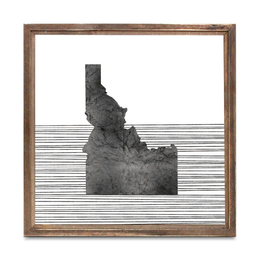 Minimalist B&W Idaho State With Straight Lines | Wood Sign | Eaches | Min 1