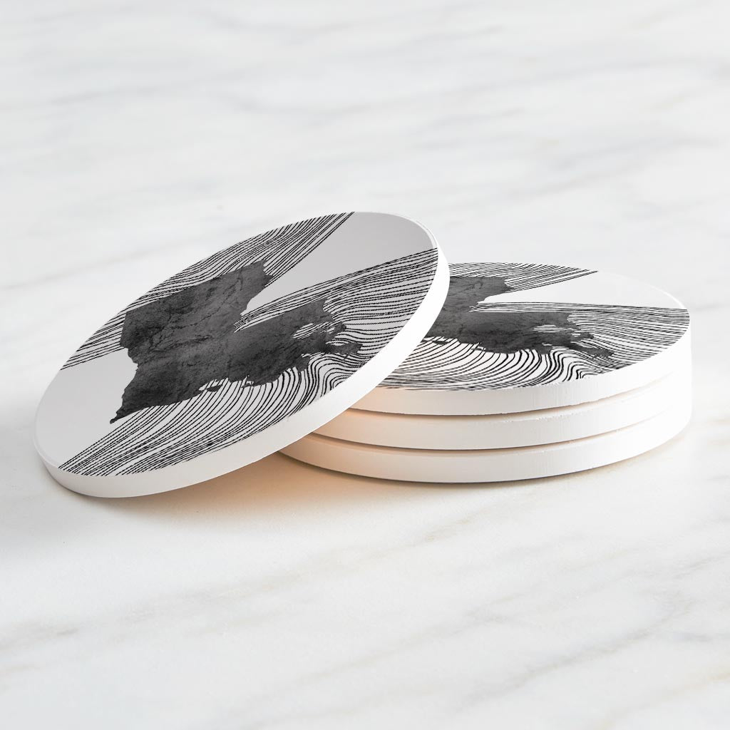 Modern Louisiana State Shape With Fluid Lines | Absorbent Coasters | Set of 4 | Min 2