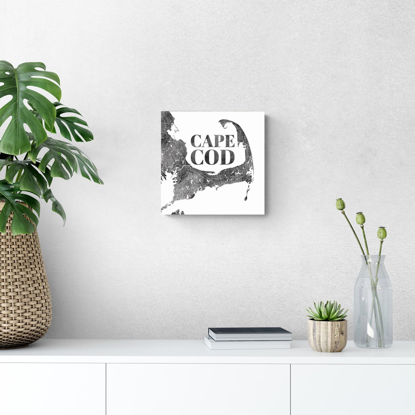 Minimalistic B&W Cape Cod Map | Wood Sign | Eaches | Min 2