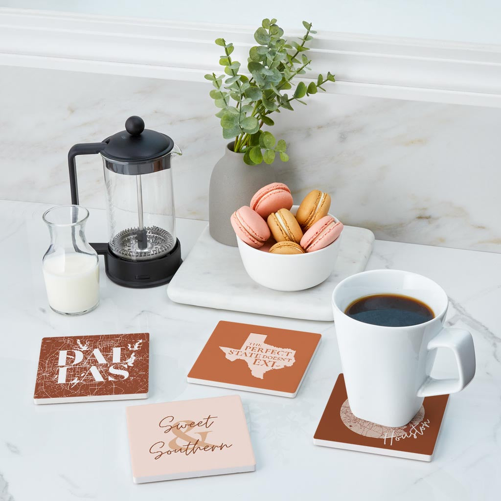 Modern Minimalist Texas Set | Absorbent Coasters | Set of 4 | Min 2