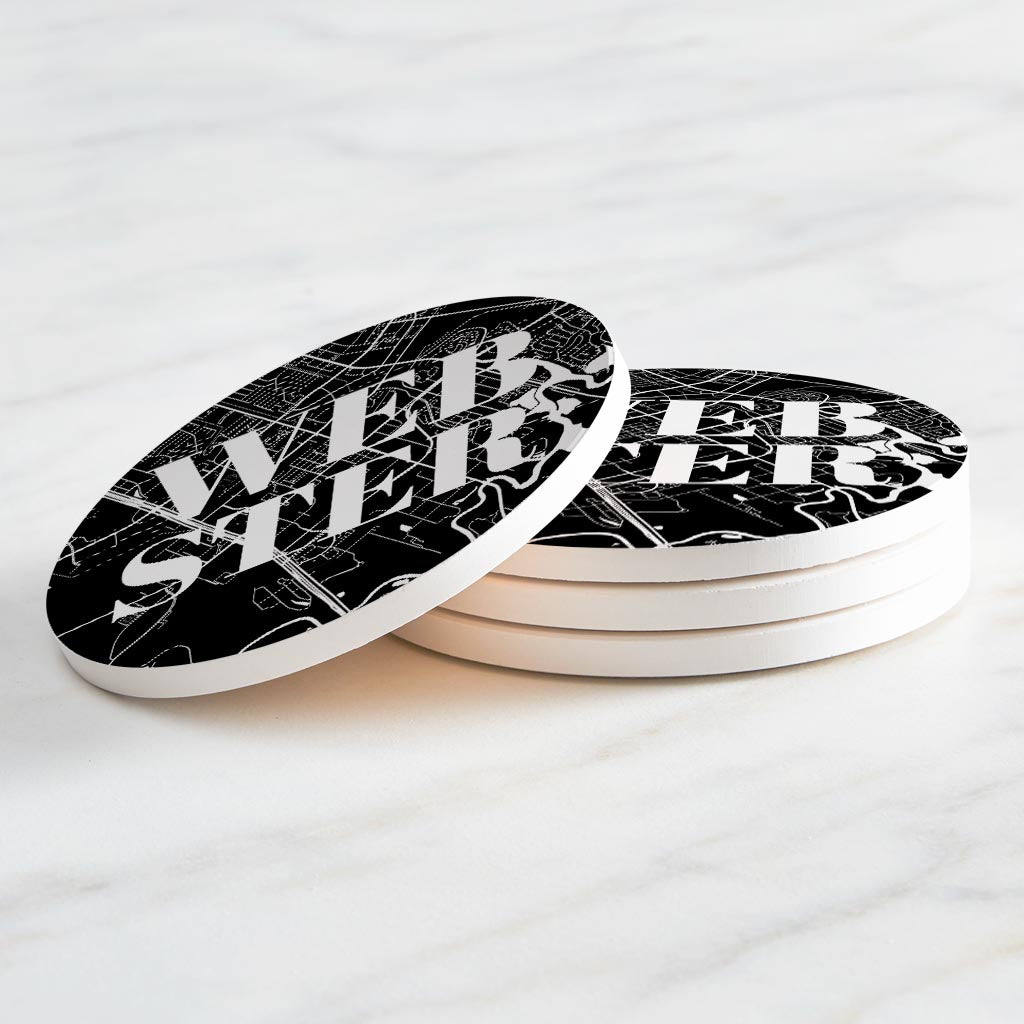 Minimalistic B&W Texas Webster Map| Absorbent Coasters | Set of 4 | Min 2