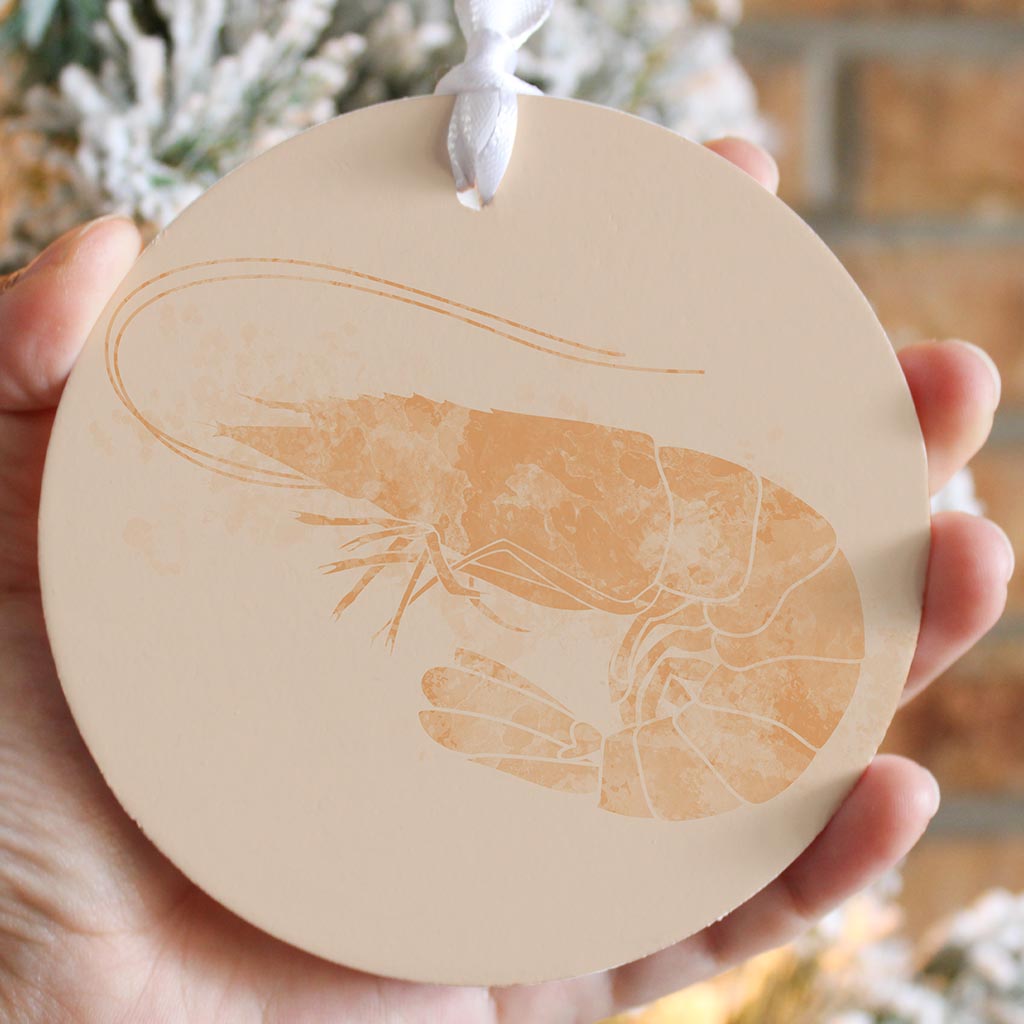 Louisiana Colorful Water Color Shrimp | Wood Ornament | Eaches | Min 6