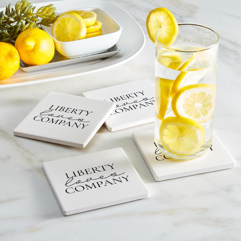 Minimalistic B&W Pennsylvania Liberty Quip | Absorbent Coasters | Set of 4 | Min 2