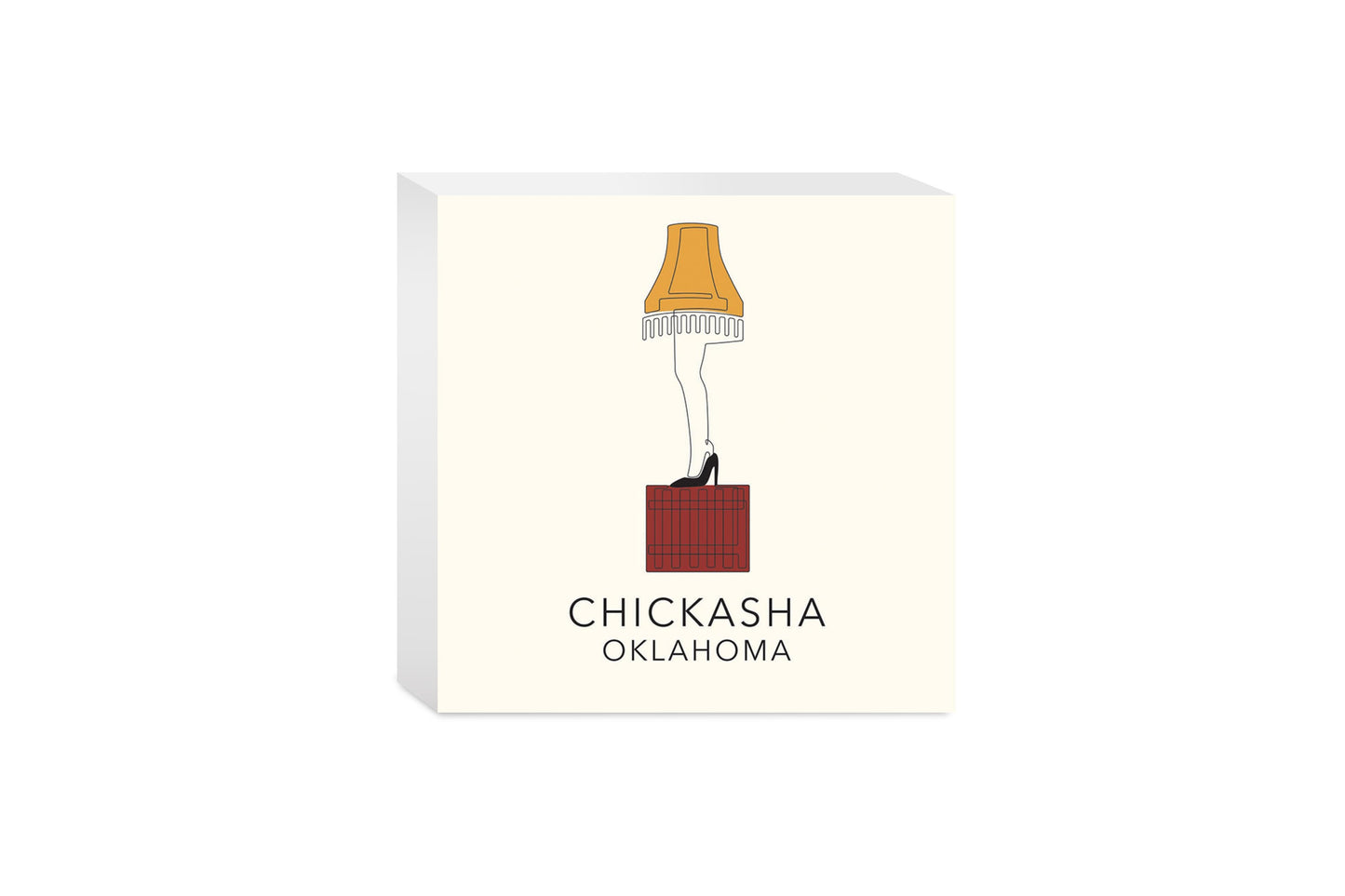 Modern Minimalist Oklahoma Colorful Chickasha Leg Lamp | Wood Block | Eaches | Min 4