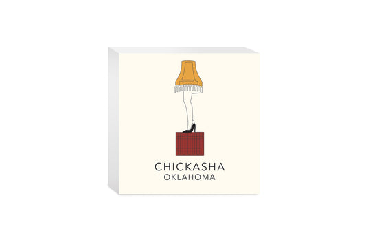 Modern Minimalist Oklahoma Colorful Chickasha Leg Lamp | Wood Block | Eaches | Min 4