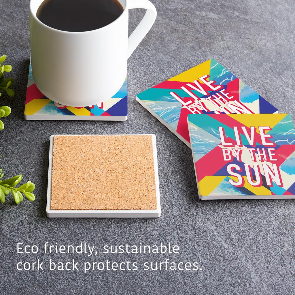 Live By The Sun | Absorbent Coasters | Set of 4 | Min 2