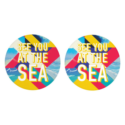 See You At The Sea| Absorbent Car Coasters | Set of 2 | Min 4