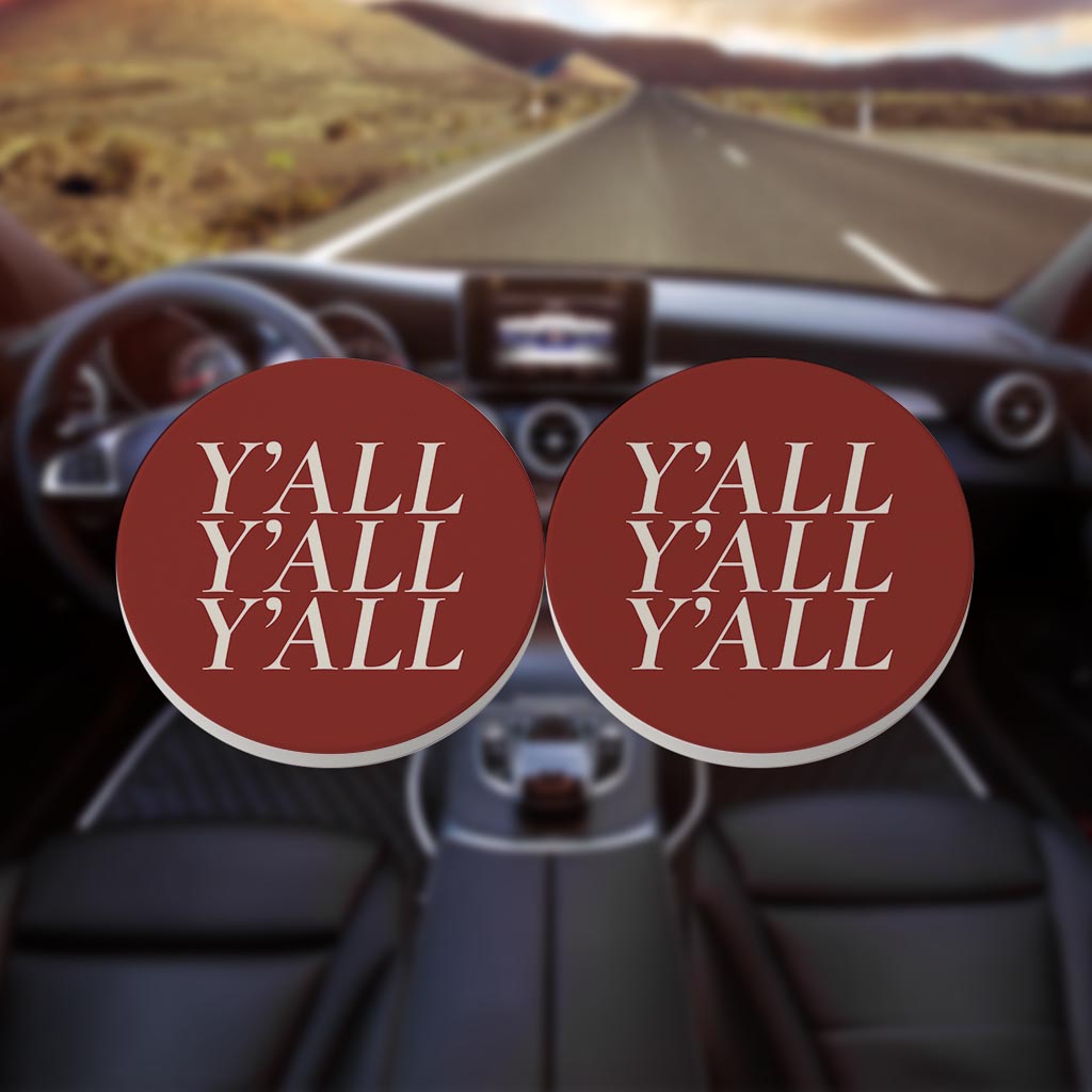 Modern Minimalist Oklahoma Yall | Absorbent Car Coasters | Set of 2 | Min 4