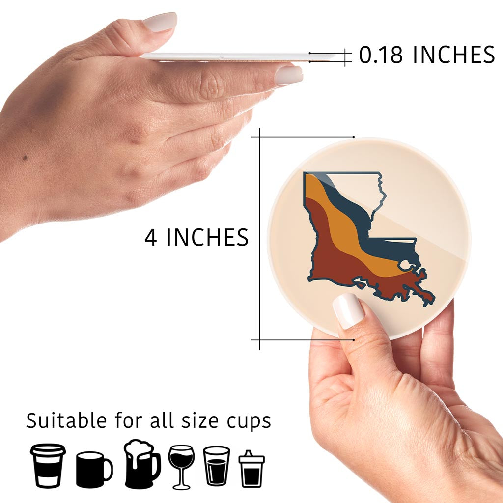 Modern Minimalist Louisiana Retro State Shape | Hi-Def Glass Coasters | Set of 4 | Min 2