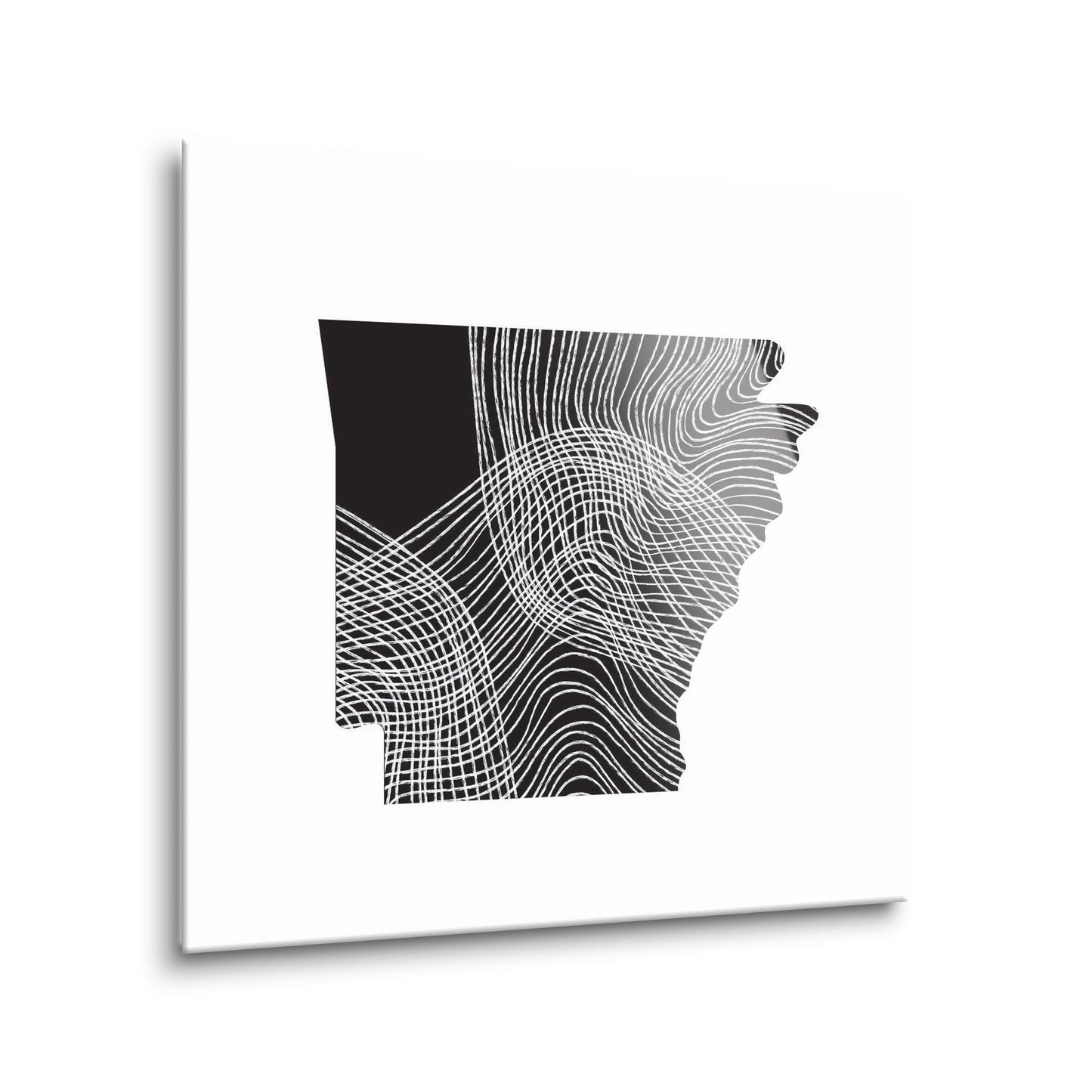 B&W Minimalist Arkansas Fluid Lines | Hi-Def Glass Art | Eaches | Min 1