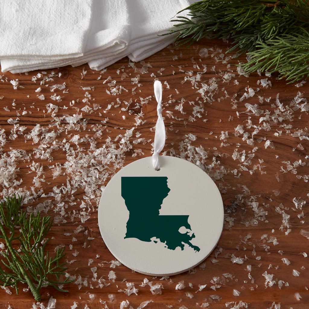 Blue White Louisiana State Shape | Wood Ornament | Eaches | Min 6