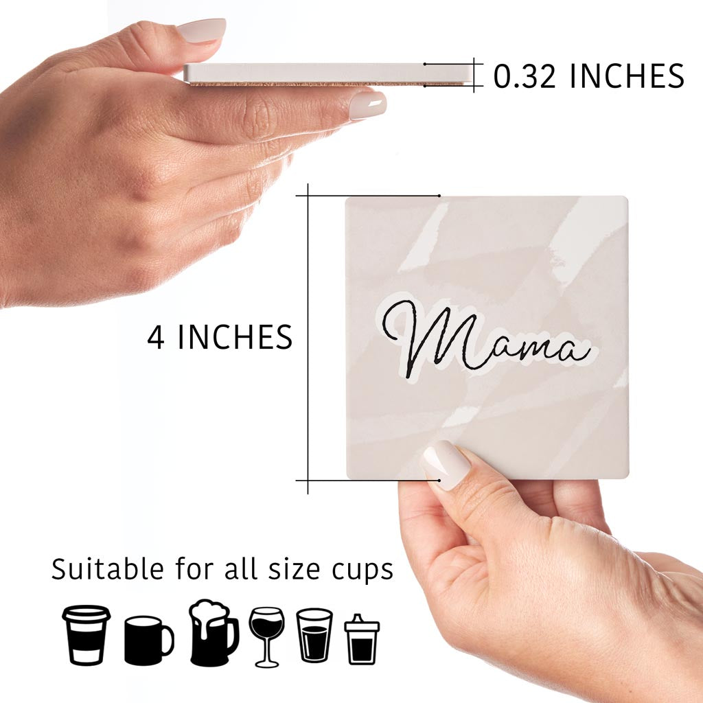 Modern Minimalist Mothers Day Mama | Absorbent Coasters | Set of 4 | Min 2