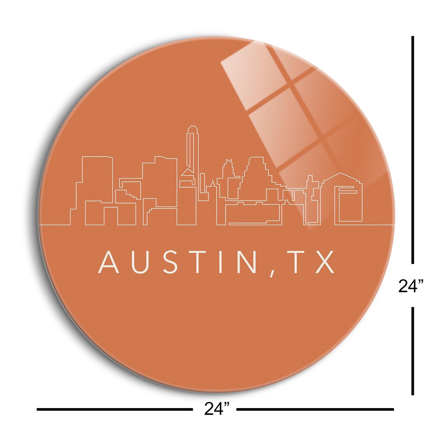 Modern Minimalist Texas Austin Skyline | Hi-Def Glass Art | Eaches | Min 1