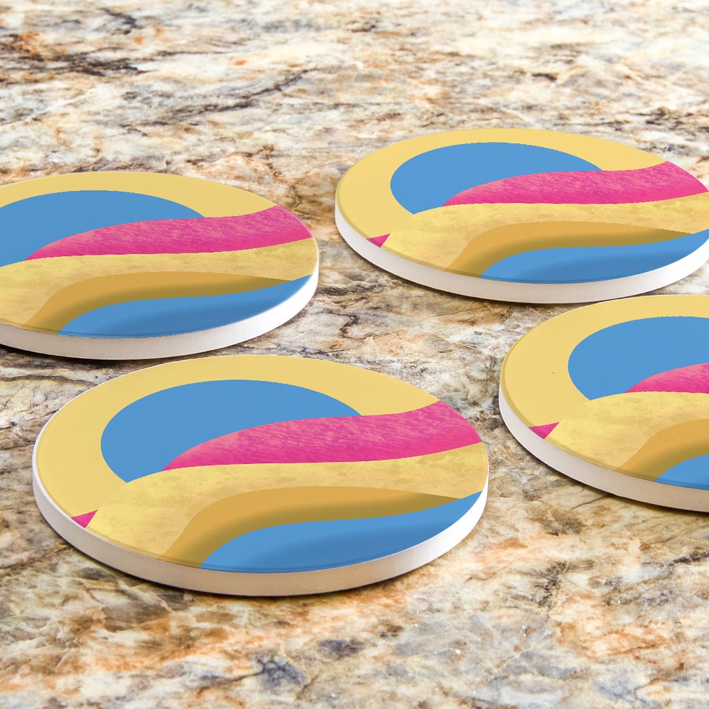 Pansexual Pride Moon Waves| Absorbent Coasters | Set of 4 | Min 2