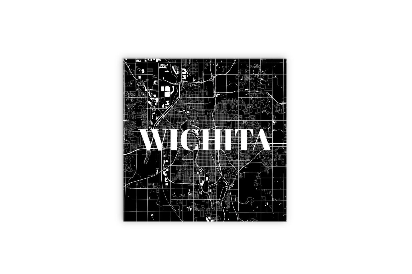 Minimalist B&W Kansas Wichita Map | Wood Sign | Eaches | Min 2