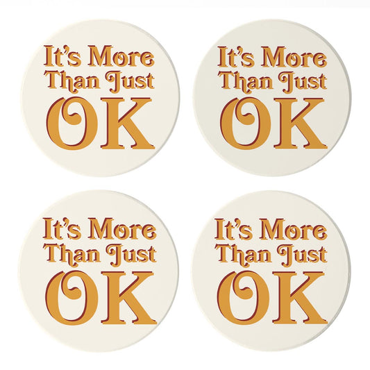 Modern Minimalist Oklahoma More Than Just Ok| Absorbent Coasters | Set of 4 | Min 2