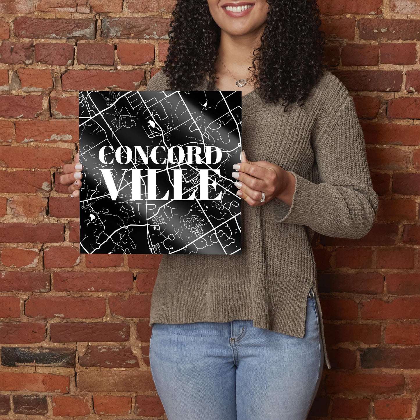 Minimalistic B&W Pennsylvania Concordville Map | Hi-Def Glass Art | Eaches | Min 1