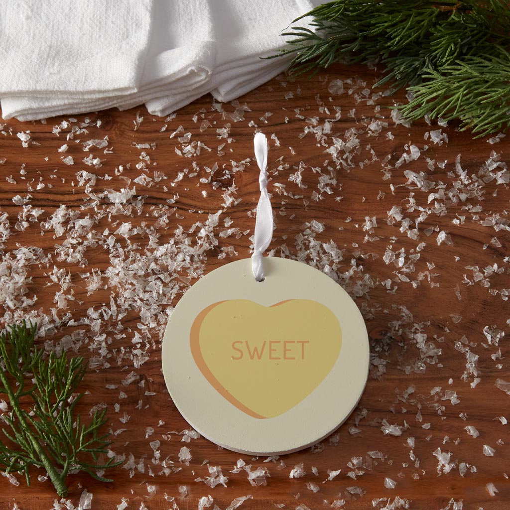 Message Hearts Sweet | Wood Ornament | Eaches | Min 6