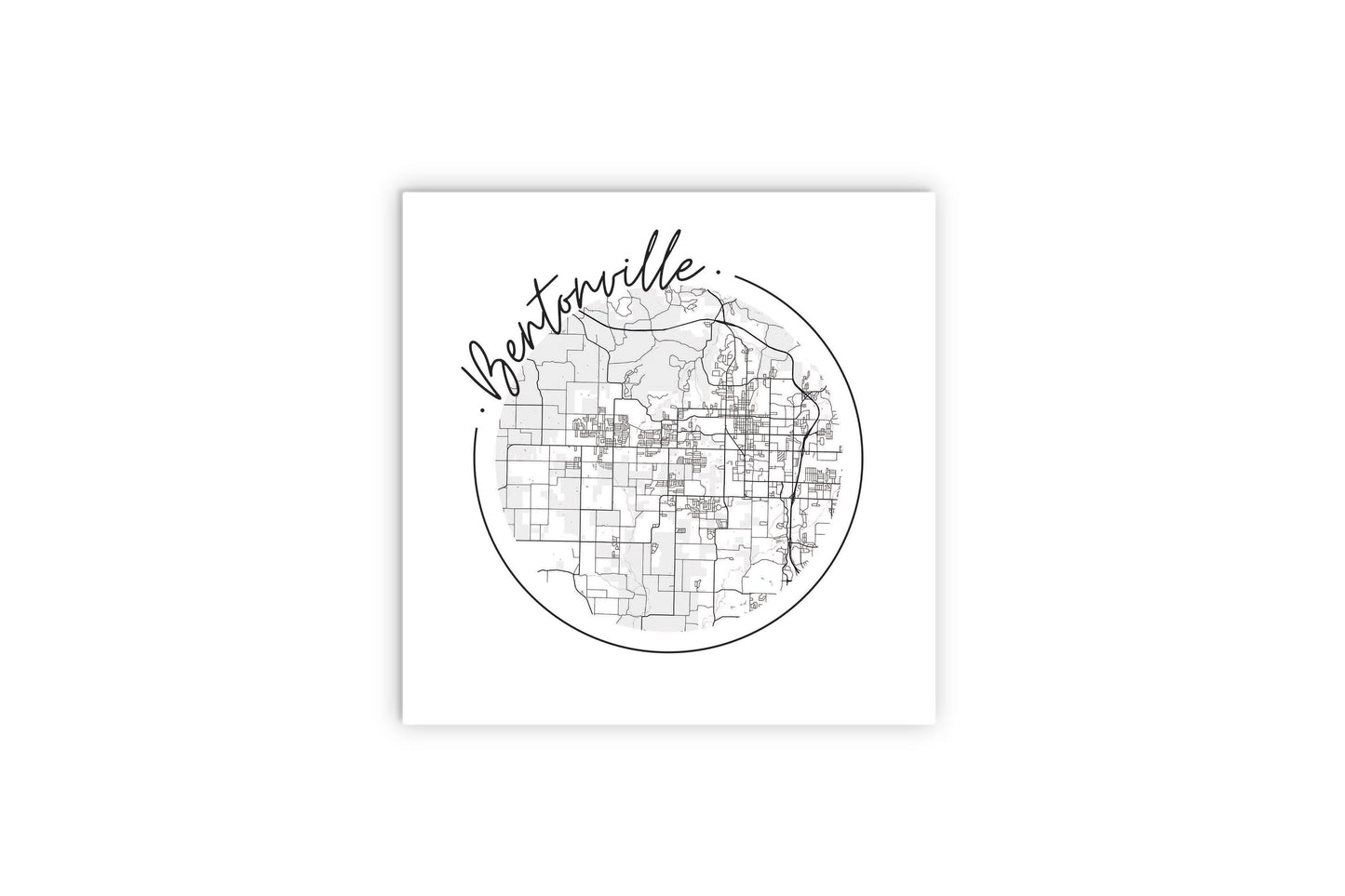 Minimalist B&W Arkansas Bentonville Circle Map| Wood Sign | Eaches | Min 2