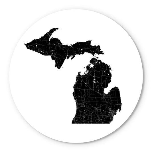 Minimalistic B&W Michigan Map Petoskey Star | Wood Sign | Eaches | Min 1