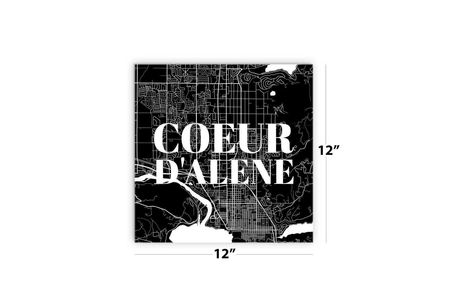 Minimalist B&W Idaho Coeur Dalene Map | Wood Sign | Eaches | Min 2