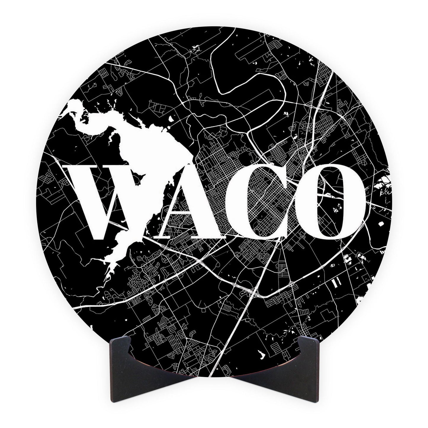 Minimalistic B&W Texas Waco Map | Wood Sign | Eaches | Min 1