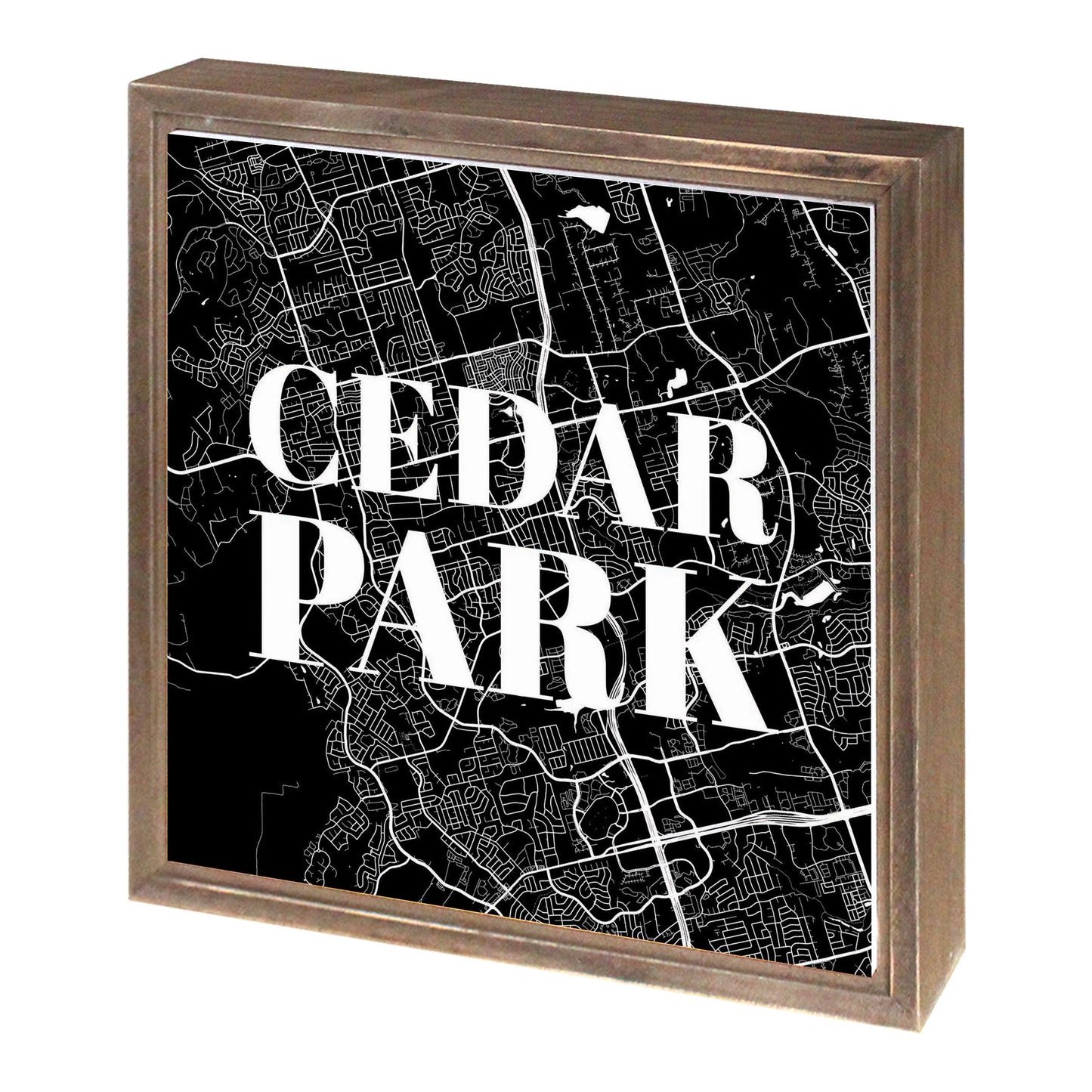 Minimalistic B&W Texas Cedar Park Map | Wood Sign | Eaches | Min 1