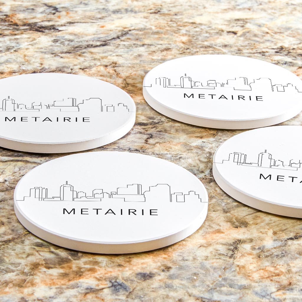 Modern Louisiana Metairie City Line Drawing | Absorbent Coasters | Set of 4 | Min 2