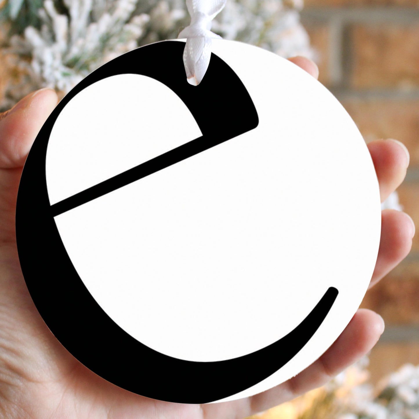 Minimalist Monogram E Circle| Wood Ornament | Eaches | Min 6