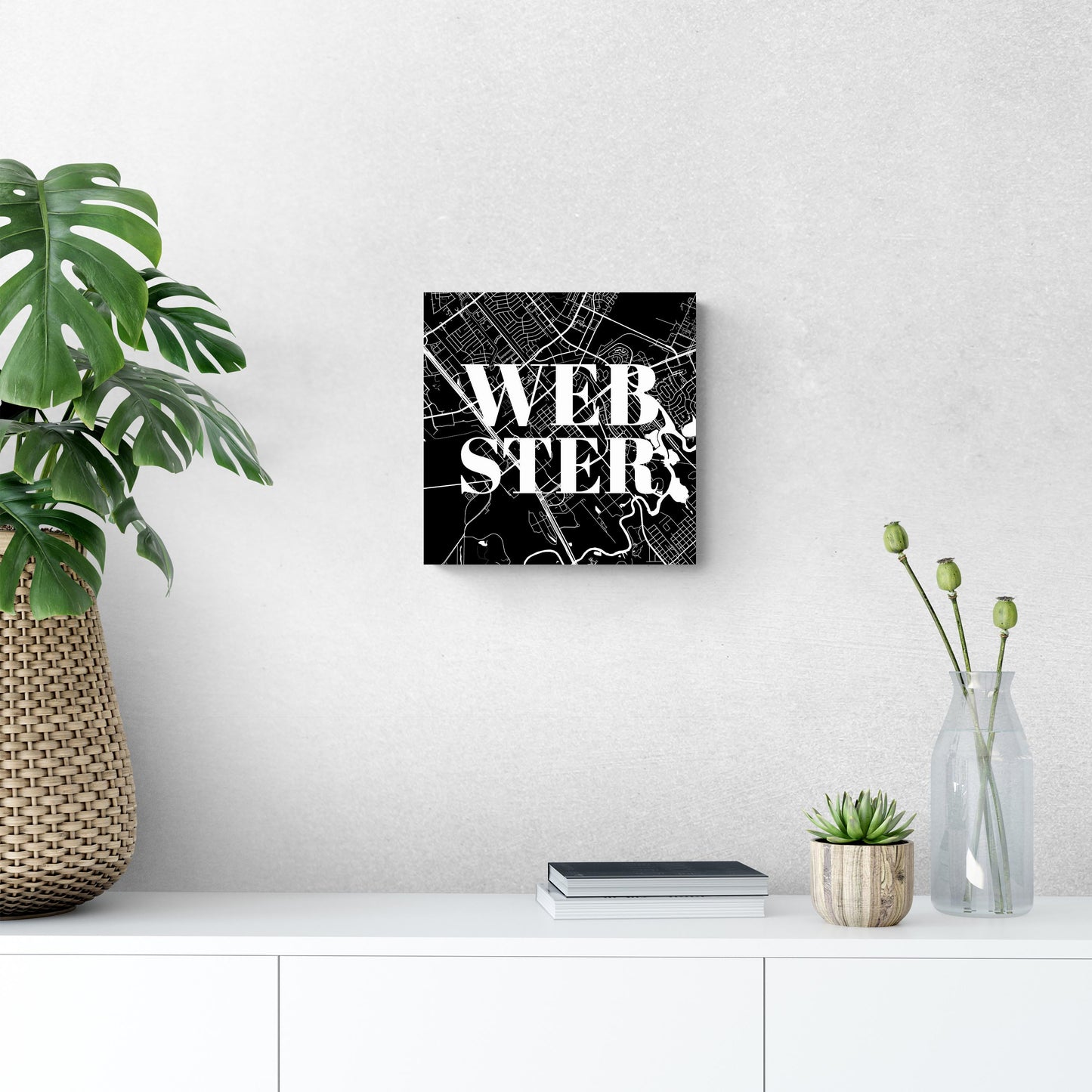 Minimalistic B&W Texas Webster Map | Wood Sign | Eaches | Min 2